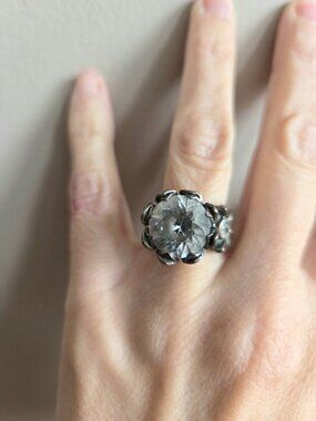 King Baby Sterling Silver 925 Unisex Ring with Large CZ Stone